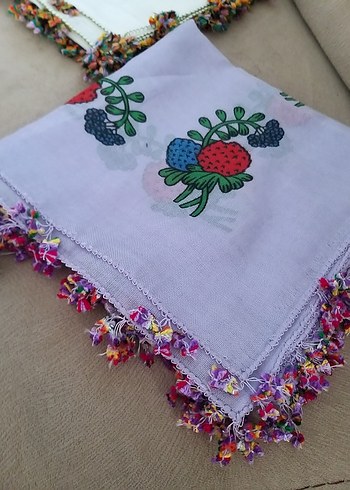 4 adet el boyama vintage iğne oyalı yazmalar tin tin oyalı - Görsel 8