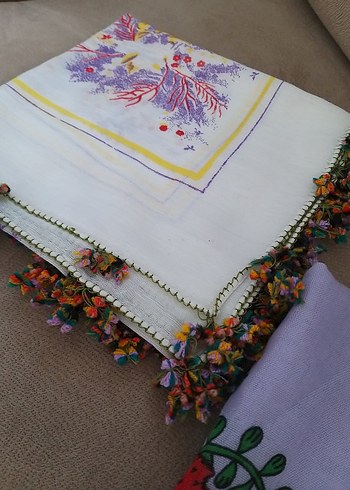 4 adet el boyama vintage iğne oyalı yazmalar tin tin oyalı - Görsel 7