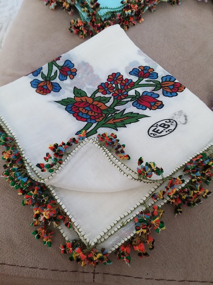 4 adet el boyama vintage iğne oyalı yazmalar tin tin oyalı - Görsel 3