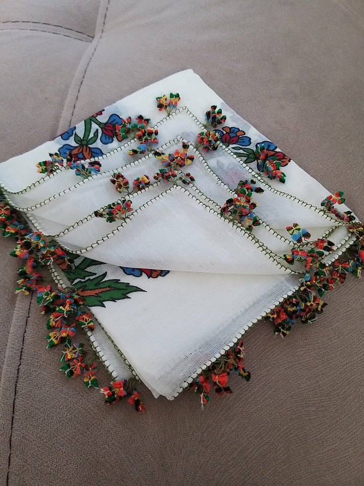 el boyama vintağe tin tin oyalı yaxma iğne oyası küçük yazmalard - Görsel 4