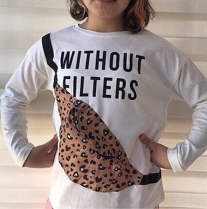 ZARA LEOPAR ÇAPRAZ ÇANTA SWEATSHİRT 11-12 yaş