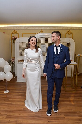 Elif Şimal Beyaz Söz Nişan Nikah Elbisesi