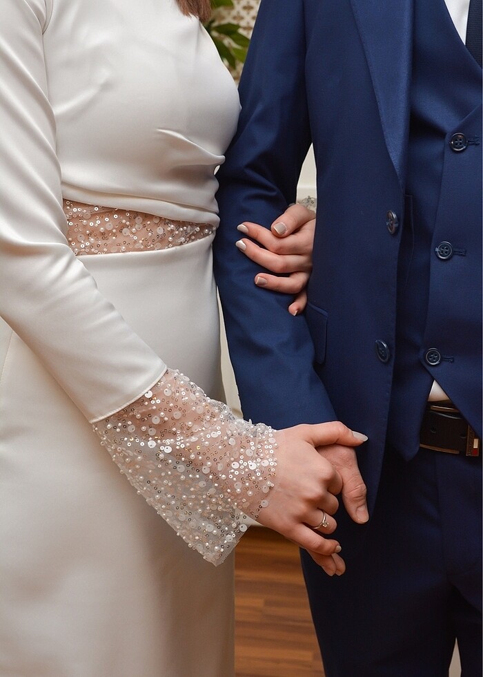 Beyaz Söz Nişan Nikah Elbisesi - Görsel 4