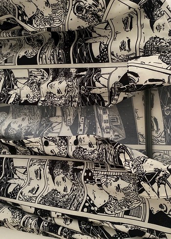 Gri Baskılı Uzun Kollu Kadın Gömlek - Görsel 3