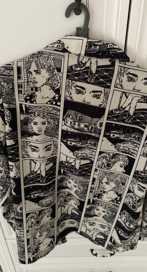 Gri Baskılı Uzun Kollu Kadın Gömlek - Görsel 5