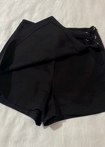 Düğmeli Siyah Süet Mini Etek - Görsel 3