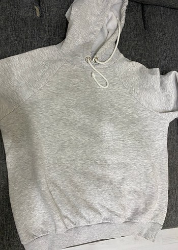 Gri Kadın Kapüşonlu Sweatshirt - Görsel 2
