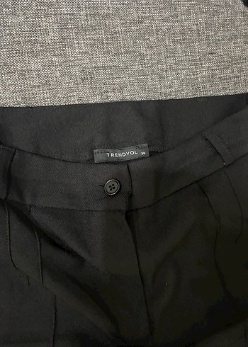 Siyah Kadın Kumaş Pantolon, Normal Kesim, Yırtmaçlı - Görsel 3