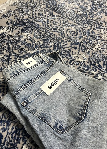 Gri Batik Desenli Salaş Midi Kot Pantolon - Görsel 3