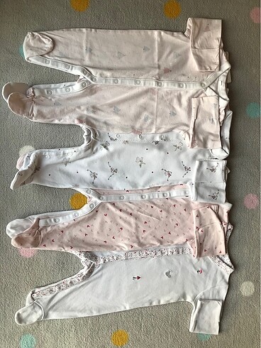 4 Adet 3-6ay Kız Bebek Tulum
