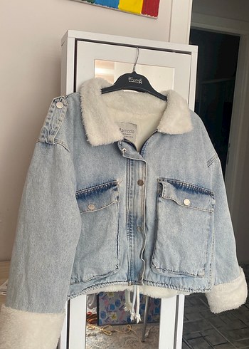 LC Waikiki Kadın Denim Ceket, Kürklü, Salaş Kesim