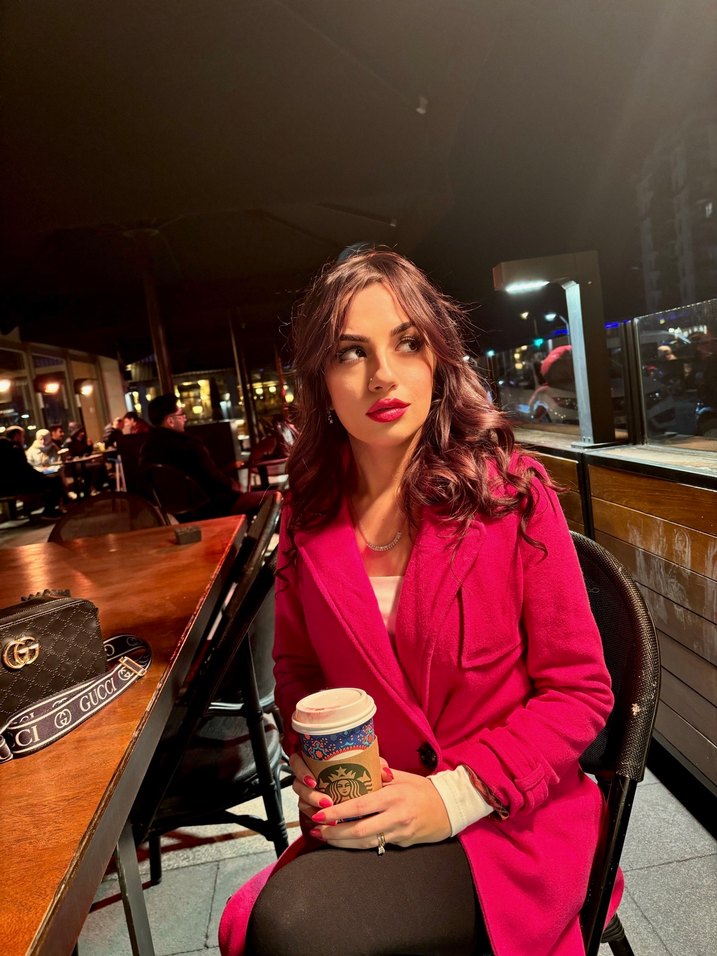 Pembe Midi Street Style Kadın Kaban - Görsel 3