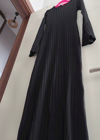 Siyah Triko Uzun Kollu Uzun Elbise - Görsel 4