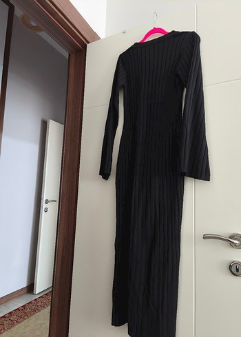 Siyah Triko Uzun Kollu Uzun Elbise - Görsel 5