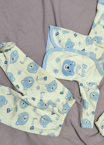Mavi Baskılı Uzun Kollu Bebek Erkek Takımı