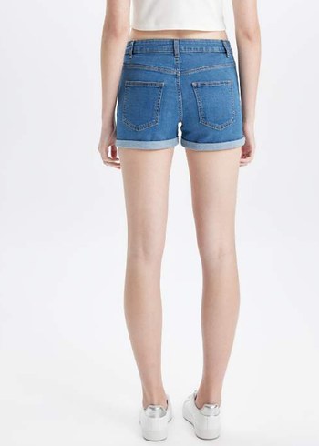 Defacto DeFacto Kadın Mavi Mini Denim Şort