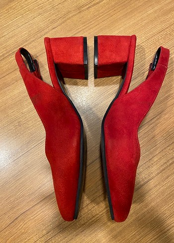 Kırmızı Süet Tokalı Kadın Topuklu Ayakkabı (No:38) - Görsel 13