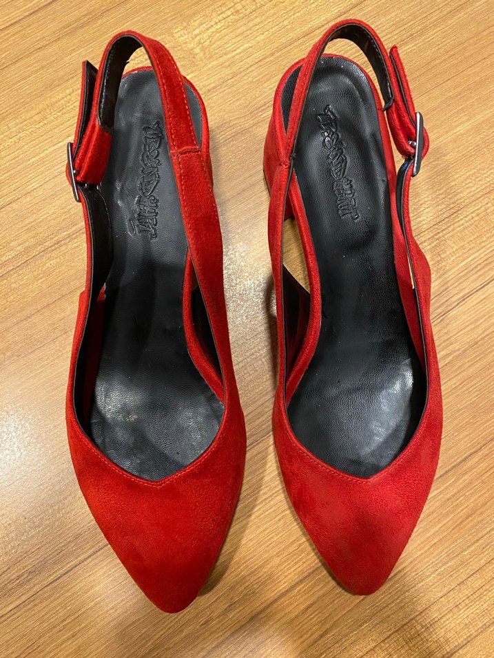 Kırmızı Süet Tokalı Kadın Topuklu Ayakkabı (No:38) - Görsel 5