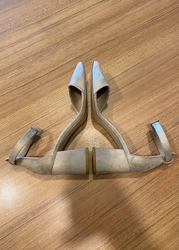 Bej Süet Topuklu Kadın Ayakkabı (No:38) - Görsel 12