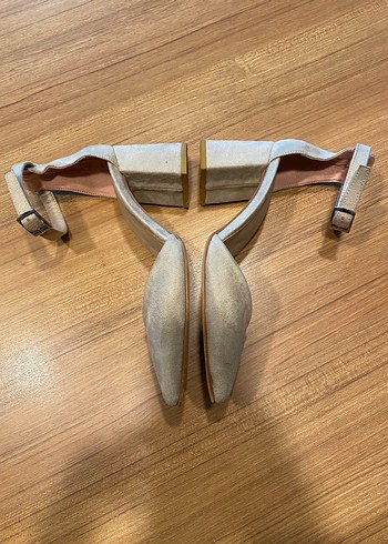 Bej Süet Topuklu Kadın Ayakkabı (No:38) - Görsel 16