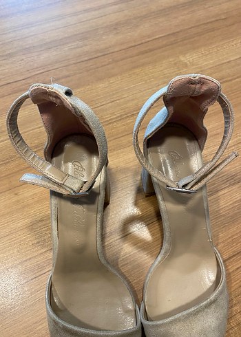 Bej Süet Topuklu Kadın Ayakkabı (No:38) - Görsel 18