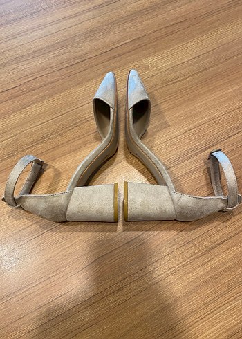 Bej Süet Topuklu Kadın Ayakkabı (No:38) - Görsel 17