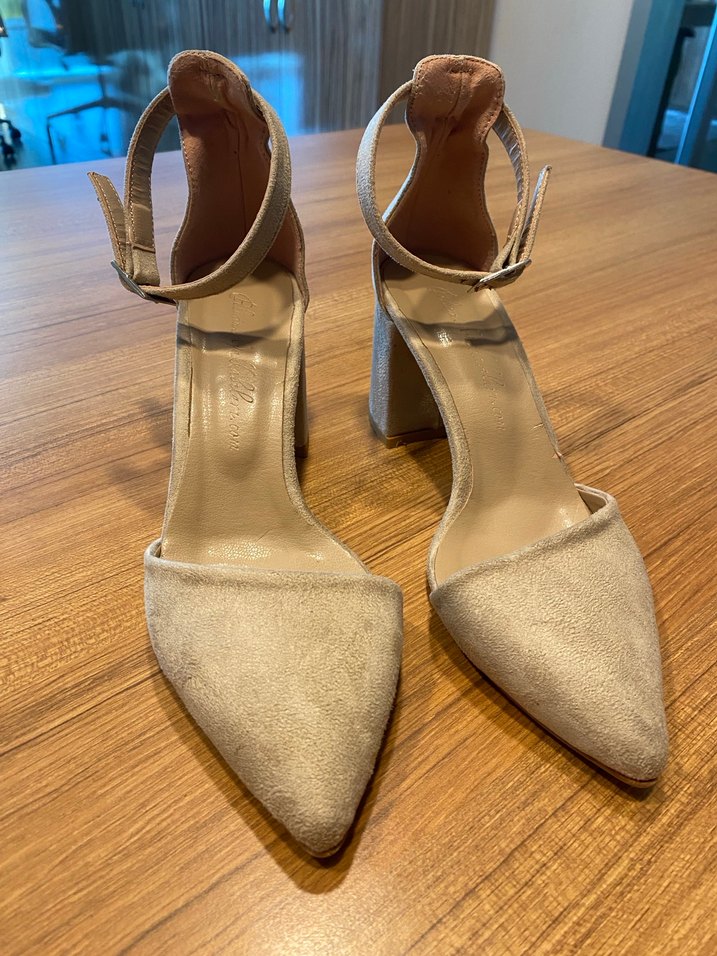 Bej Süet Topuklu Kadın Ayakkabı (No:38) - Görsel 2