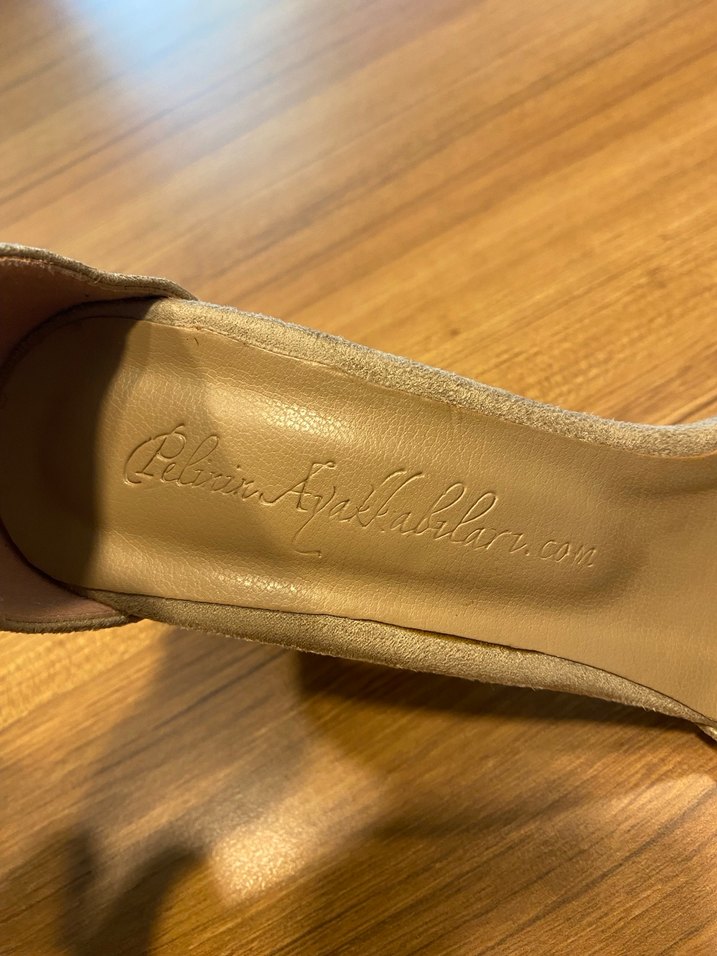 Bej Süet Topuklu Kadın Ayakkabı (No:38) - Görsel 3