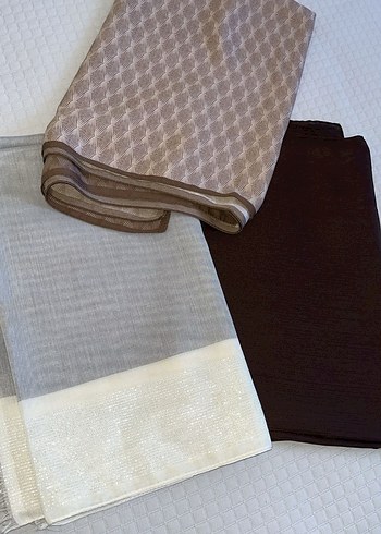 Bej ve Gri Kadın krep şal kahve - Görsel 2