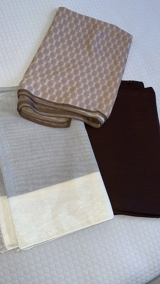 Bej ve Gri Kadın krep şal kahve - Görsel 2