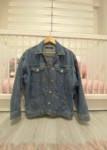 Düğmeli Mavi Kadın Denim Ceket - Görsel 4