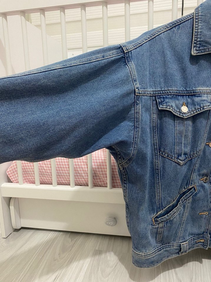 Düğmeli Mavi Kadın Denim Ceket - Görsel 2