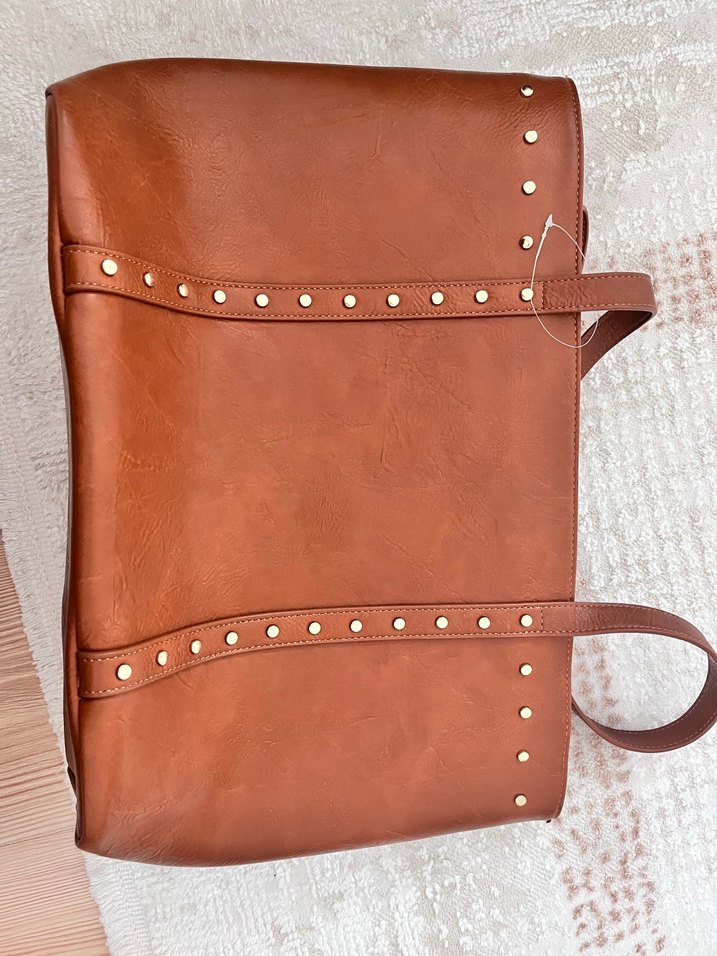 Kahverengi Parlak Deri Kadın Çanta - Görsel 2