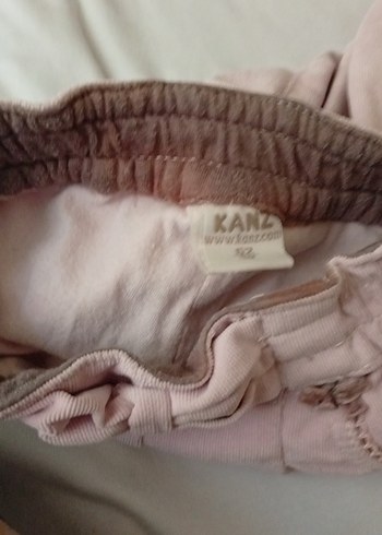 6-9 Ay Beden Düğmeli Pembe Kız Çocuk Rahat Pantolon