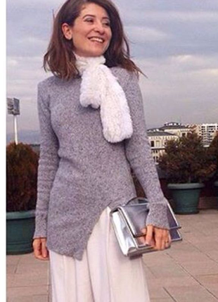 Zara yırtmaçlı gri kazak