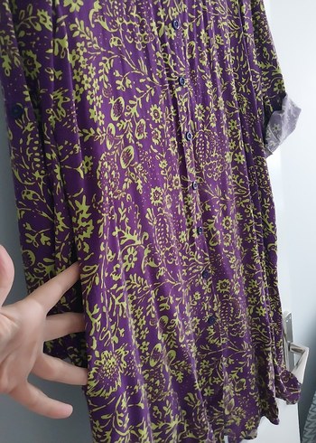 xl Beden Bohem Uzun Mor ve yeşilli Tunik