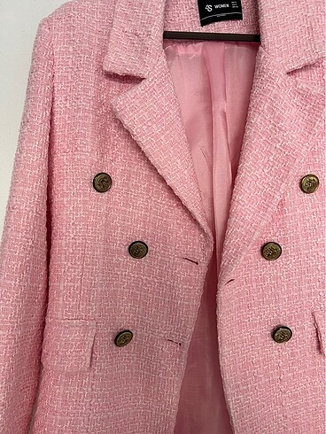 Diğer pembe ve mavi tüvit blazer ceket