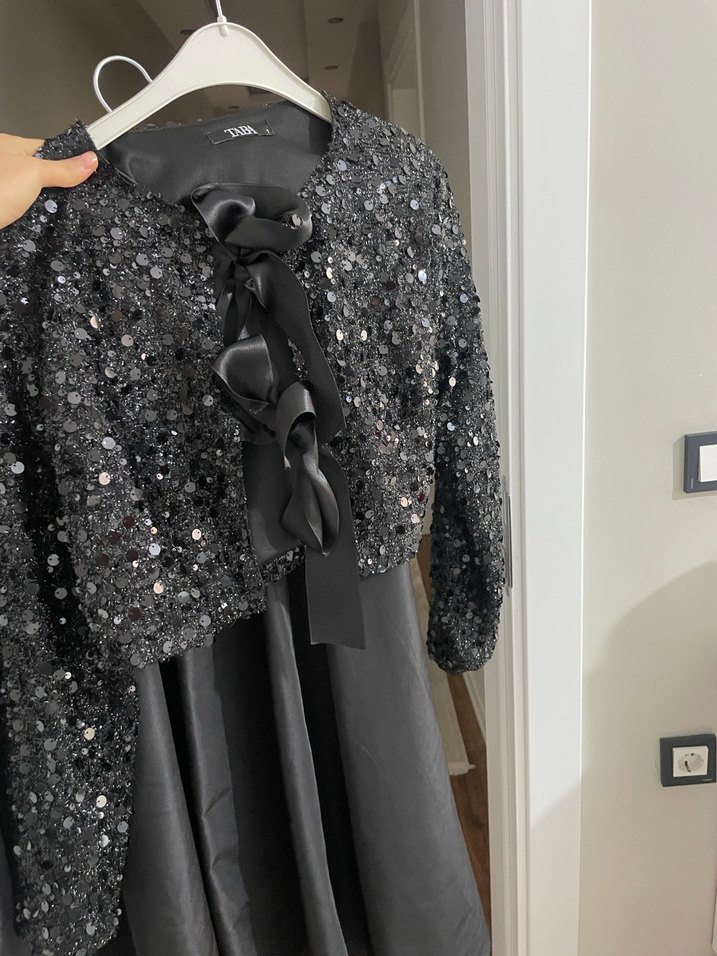 Siyah İşlemeli Payetli Bolero - Görsel 3