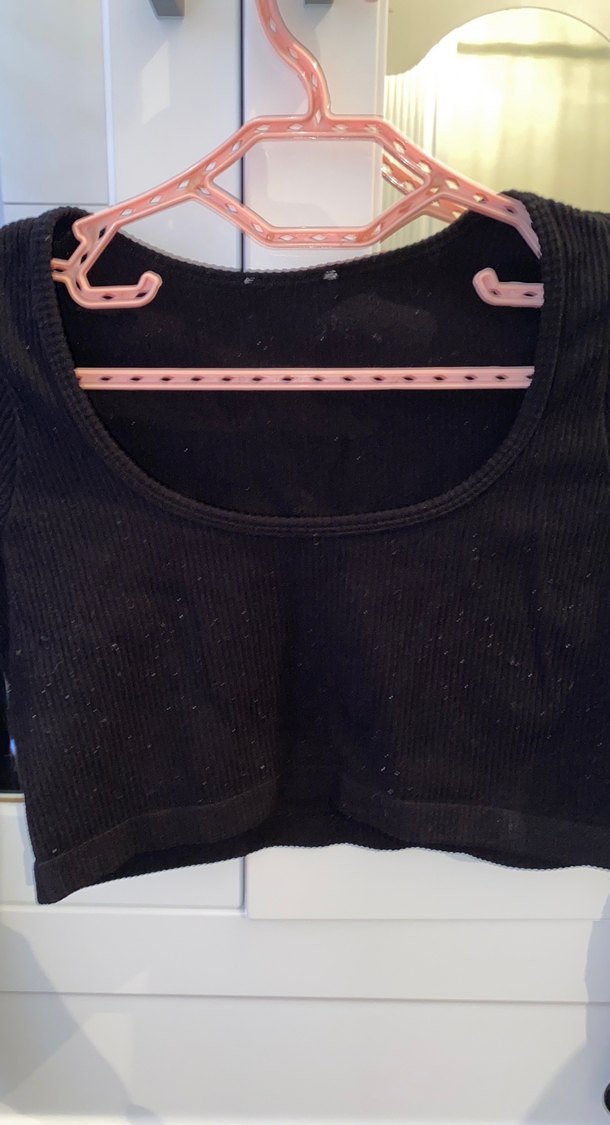 Siyah Kadın Uzun Kollu Crop Bluz - Görsel 2