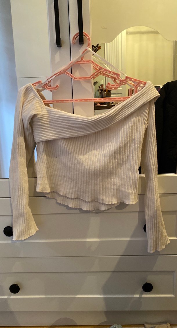 Kadın Beyaz Triko Kayık Yaka Kazak - Görsel 2