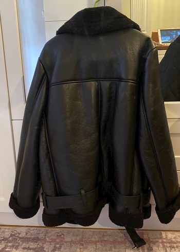 Siyah Deri Kadın Biker Mont - Görsel 3