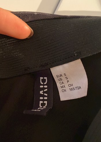 Gri Bağlama Desenli Drapeli Yırtmaçlı Midi Etek - Görsel 2