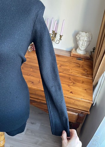 Siyah, Yüksek Yakalı, Kore stil Elbise - Görsel 3