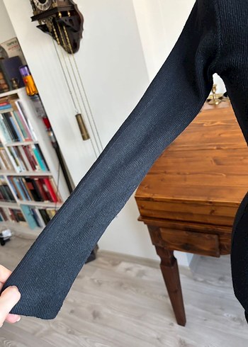 Siyah, Yüksek Yakalı, Kore stil Elbise - Görsel 4