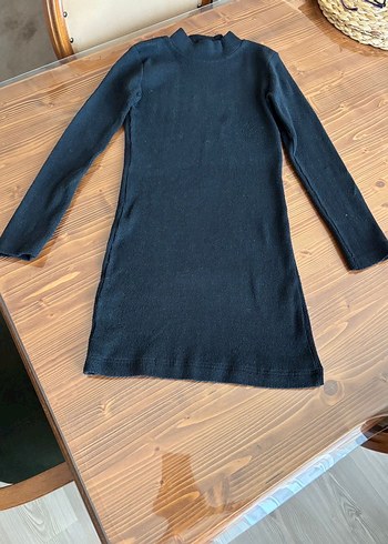 Siyah, Yüksek Yakalı, Kore stil Elbise - Görsel 2