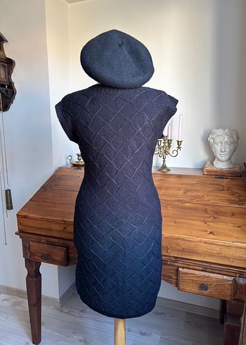 Siyah triko y2k vintage Kareli Mini Elbise - Görsel 6