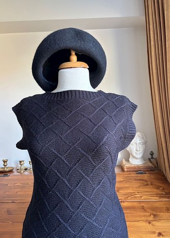 Siyah triko y2k vintage Kareli Mini Elbise - Görsel 3