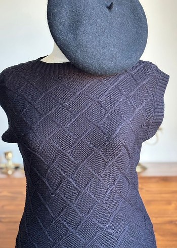 Siyah triko y2k vintage Kareli Mini Elbise - Görsel 7