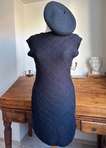 Siyah triko y2k vintage Kareli Mini Elbise - Görsel 5