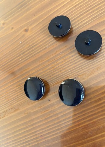 Rugan siyah parlak vintage kaban düğmesi - Görsel 3